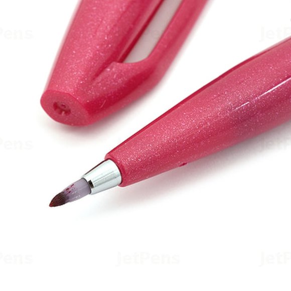 Pentel Fude Touch Art Sign Pen, Flexible Brush Tip Marker BURGUNDY Set of 3 Pens - Picture 6 of 12